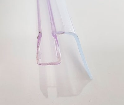 Vierteaguas para mamparas de vidrio con pestaña/ala de 18 mm. Caja de 6/8  mm (2 m). RAN